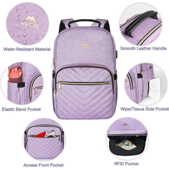 Laptop Backpack for Women, Anti Theft 15.6 inch College School Bookbag for Girls - Picture 4 of 7